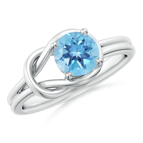 Angara 0.95 Carat Solitaire Swiss Blue Topaz Infinity Knot Ring in Platinum