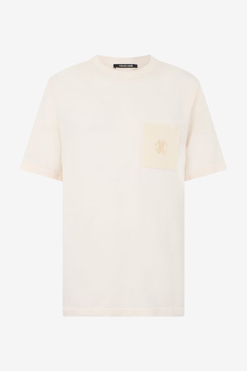 Ivory Knit T-shirt With Monogram Rc