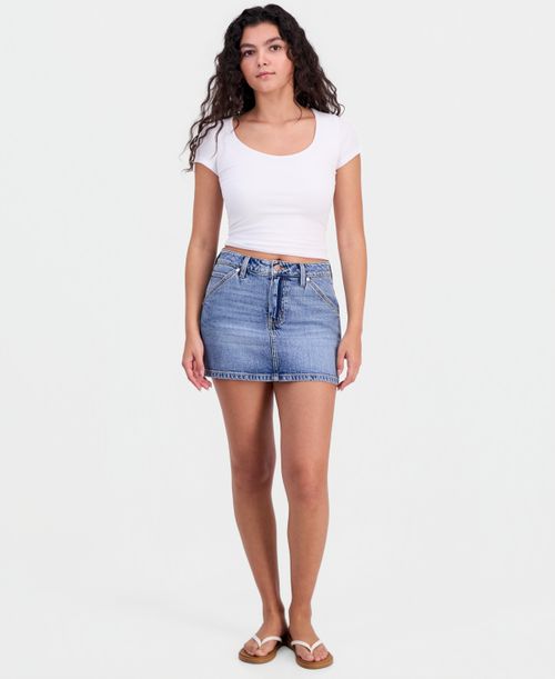Juniors' Denim Utility Mini Skirt - Lussan
