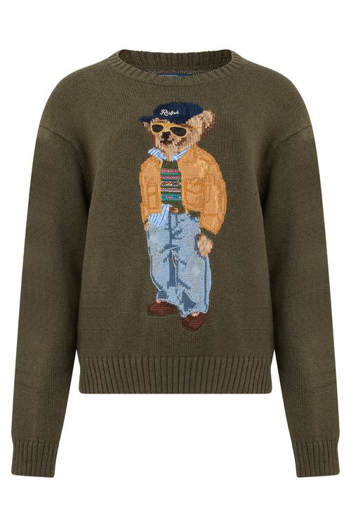 Women's Sweater with Stylized Teddy Bear Graphic