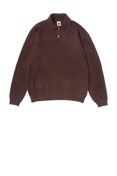 Vowels Eyelet Polo in Dark Tobacco - Brown. 4 also