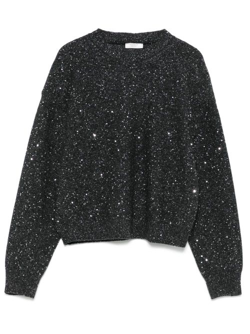 Sequin-embellished knitted sweater - Grey