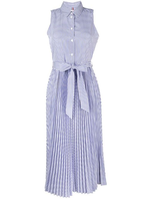 Ithaka-stripe pleated shirt dress - Blue
