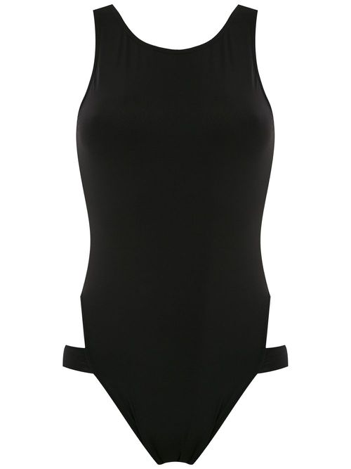 Strappy high cut leg swimsuit - Black