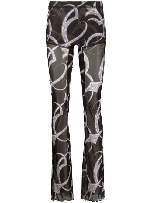 Halcyon semi-sheer printed trousers - Black