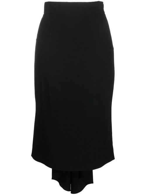 High-waisted asymmetric midi skirt - Black
