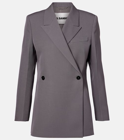Double-breasted wool gabardine blazer