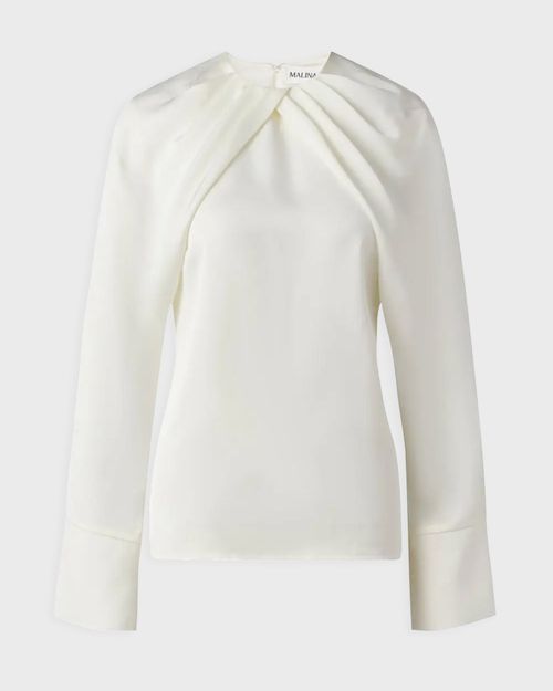 Malina Blouse Evie Pleated Neckline Offwhite