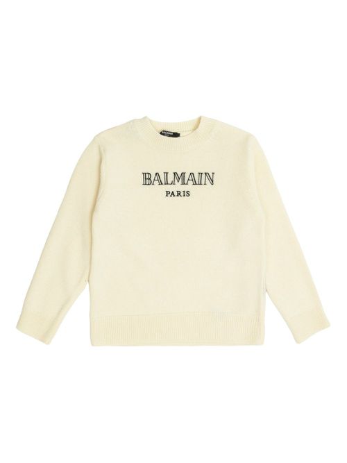 Logo-embroidered crew-neck sweater - Neutrals