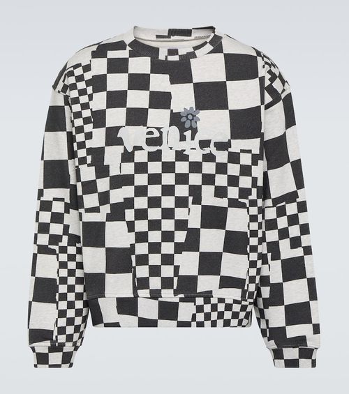 Checked cotton jersey sweatshirt