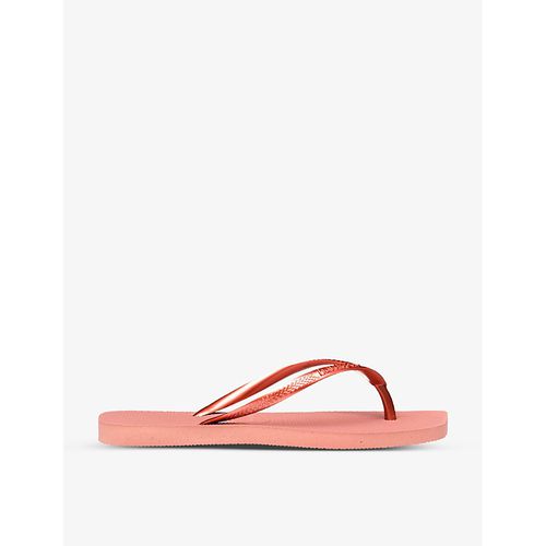 Womens Crocus Rose Slim Square-toe Rubber Flip Flops