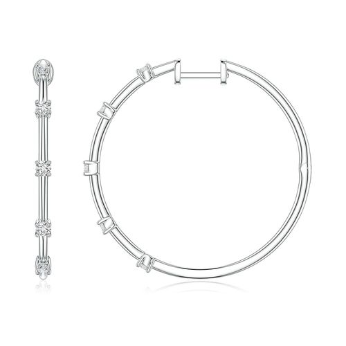 Angara 0.35 CTW Round Diamond Five-Stone Station Hoop Earrings in 18K White Gold
