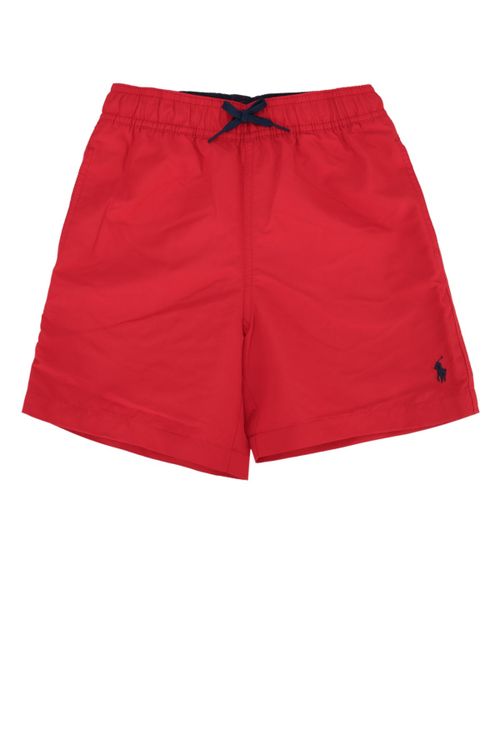 Drawstring Cotton Bermuda Shorts — Red