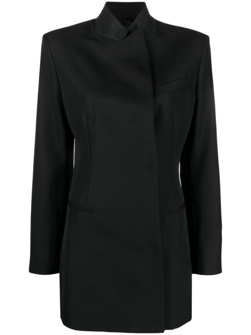 No-lapels virgin wool blazer - Black