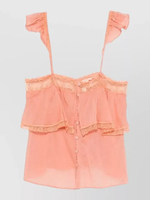 Forte Forte - tiered sleeveless top lace trim sheer