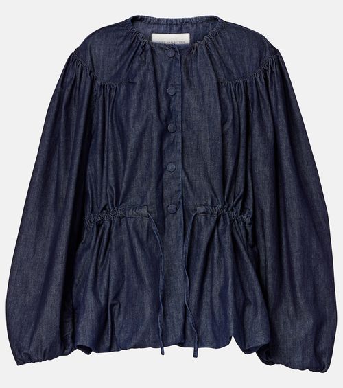 Gathered denim blouse
