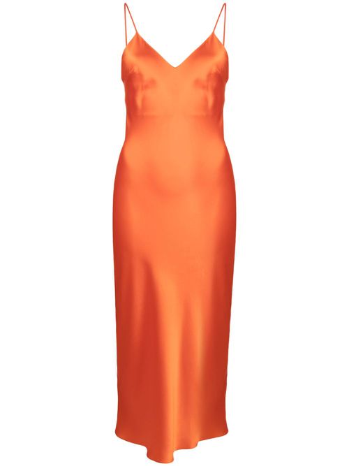 Sophia silk slip midi dress - Orange