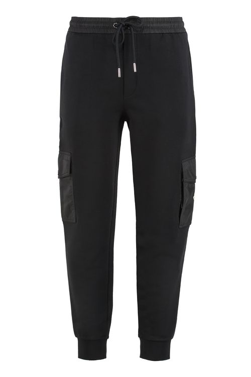 Sporty Tapered Pants in Cotton Blend with Nylon Details