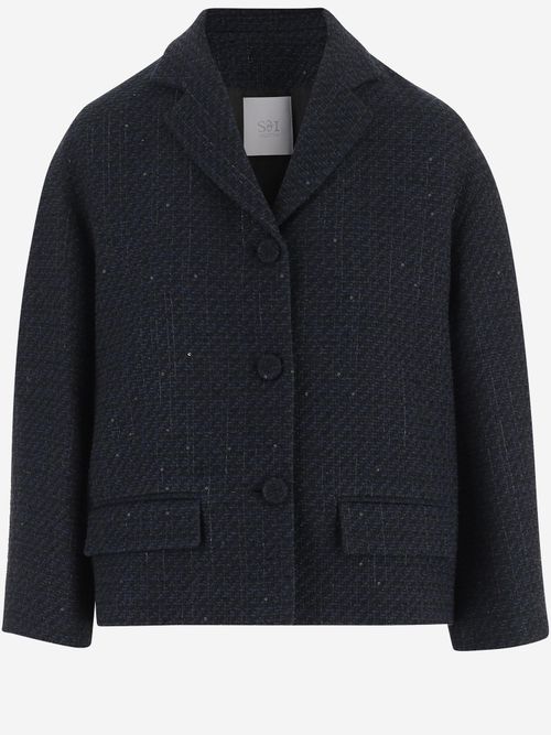Cotton Blend Jacket — Navy