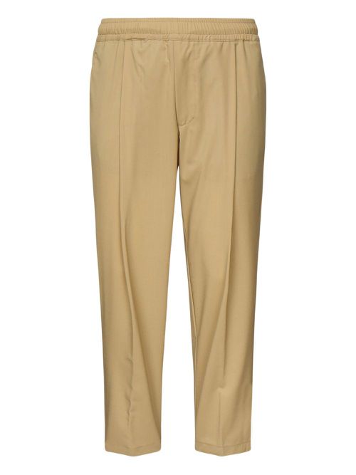 Pleated-detail elastic-waist trousers - Brown