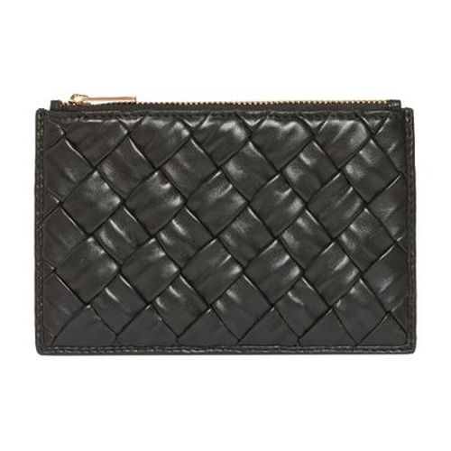 Woven leather coin purse