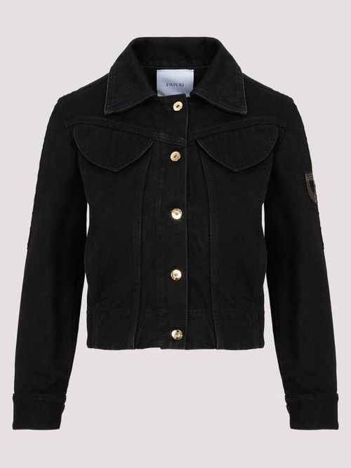 Cropped organic denim jacket - Black