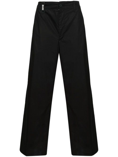 Mid-rise wide-leg cropped trousers - Black