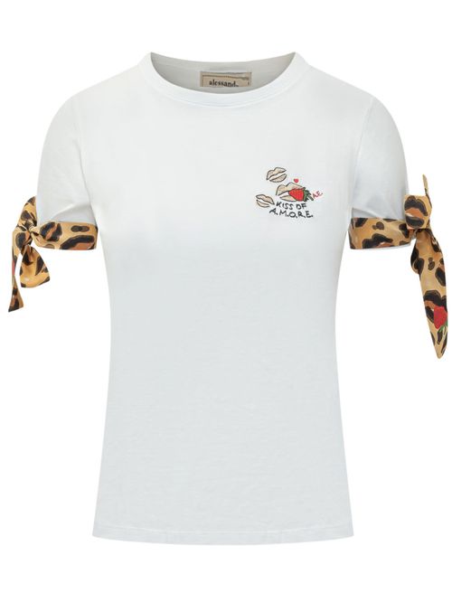 White Embroidered Crew Neck T-Shirt