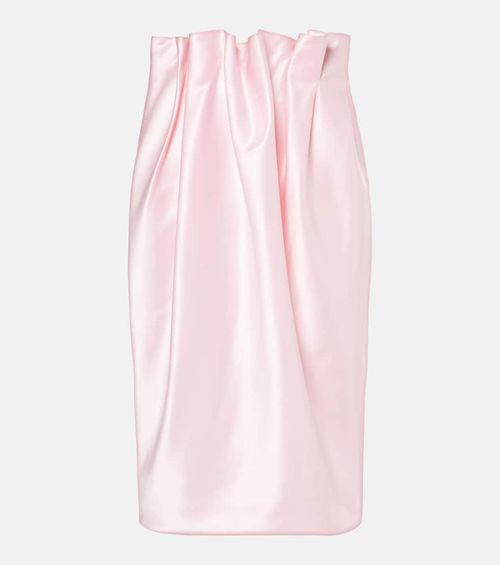 Draped satin midi skirt
