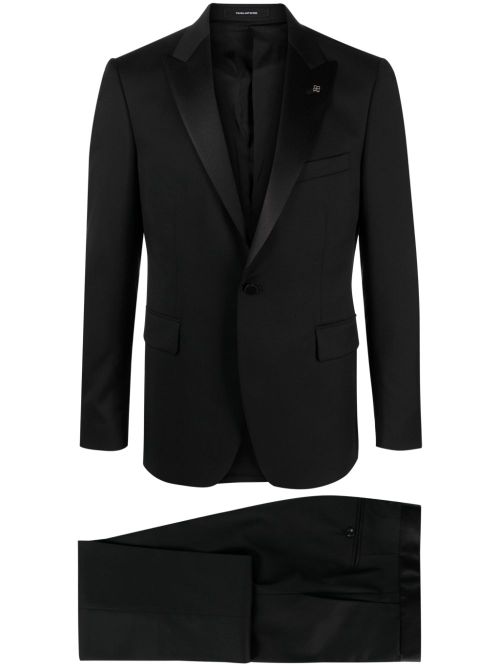 Satin-trim single-breasted suit - Black