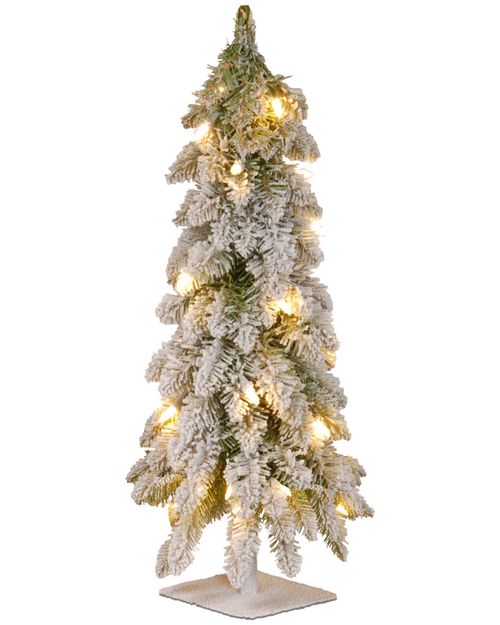 National Tree Company 24in Snowy Downswept Forestree with Metal Plate and 50 Clear Lights