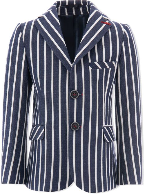 Striped single-breasted blazer - Blue