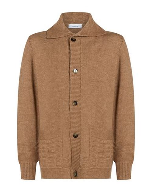 Man Cardigan Light brown Size M Wool, Alpaca wool