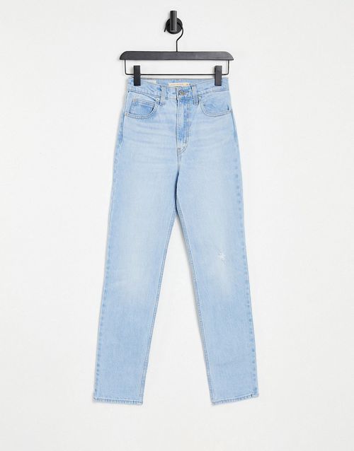 70's straight leg jeans in light wash-Blue