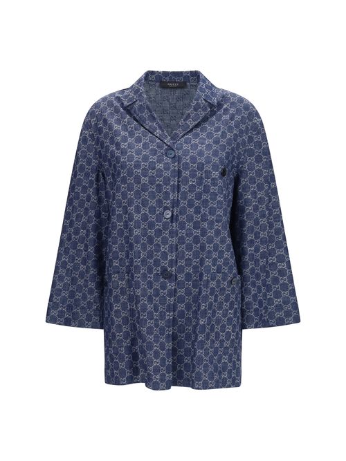 GG Jacquard Cotton Jacket — Blue