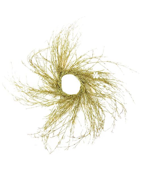 Northlight Pre-Lit Gold Glittered Twig Artificial Christmas Wreath - 36-in Warm White Lights