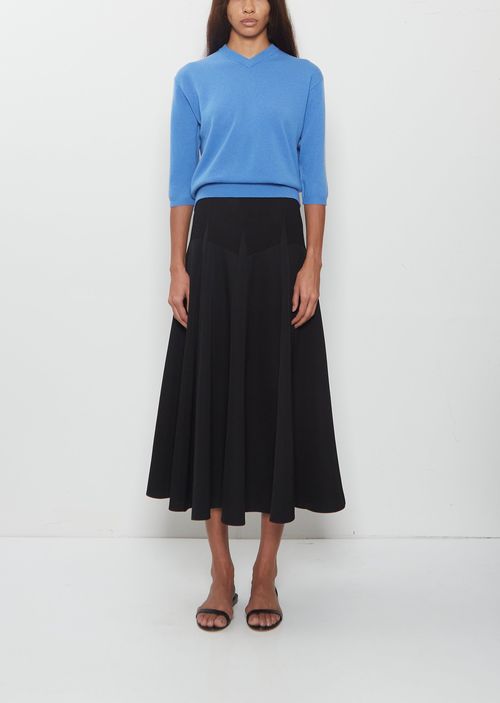 6397 Knit Combo Godet Skirt Black
