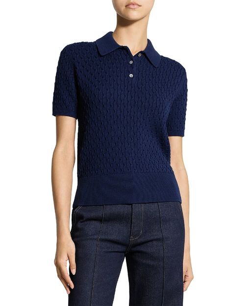 Textured Cable Polo Sweater