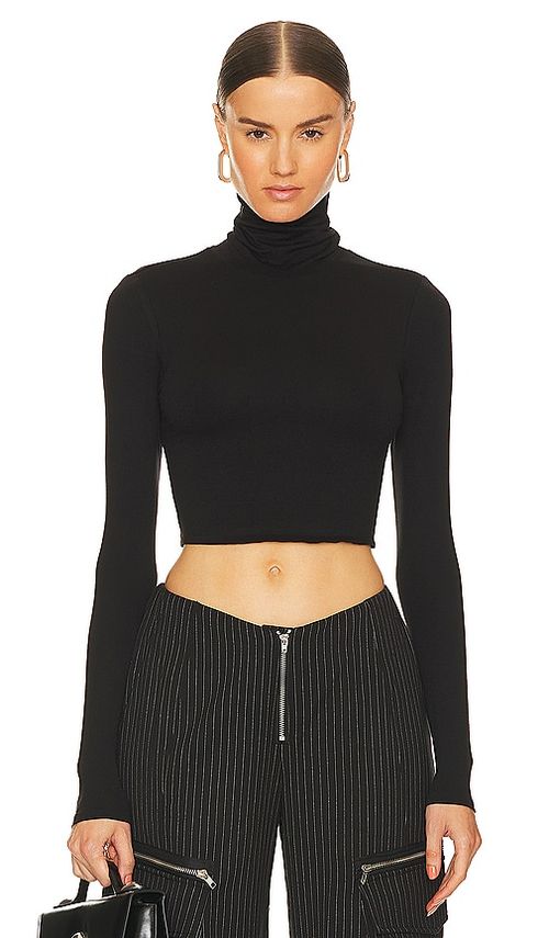AFRM ROLLKRAGENSHIRT MICAELA in Black. Größe XXS. Also in 1X
