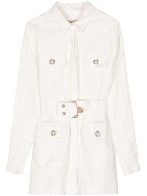 Gabardine-weave playsuit - White