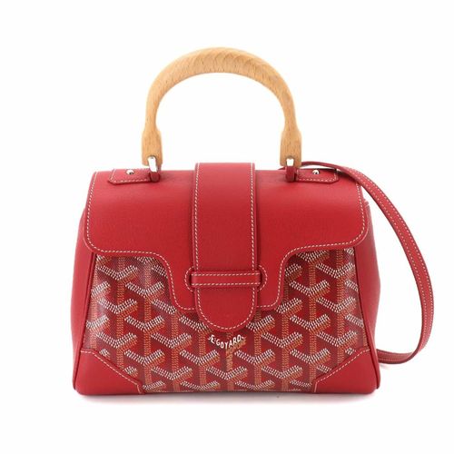 Goyard Red Color Pvc Wood Handbag Pre-Owned