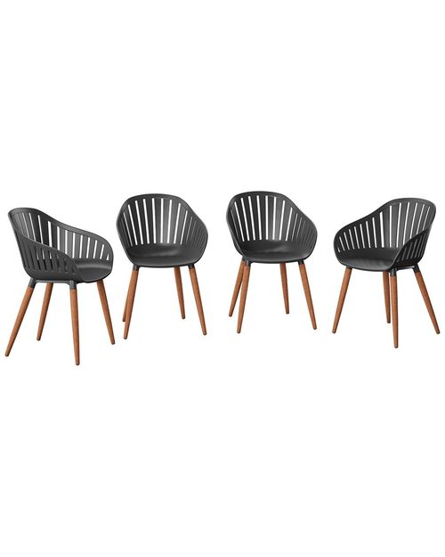 4 Piece Resin Chair Patio Black Eucalyptus Finish