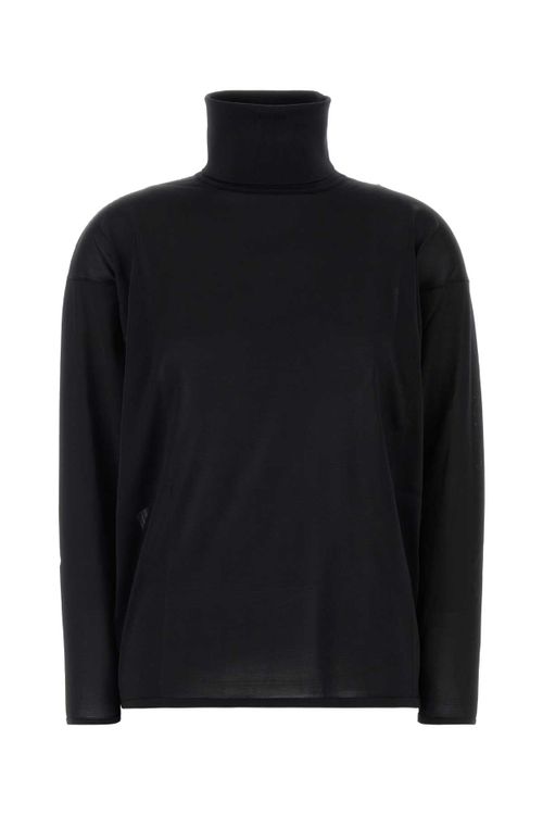 Silk Turtleneck Sweater — Black