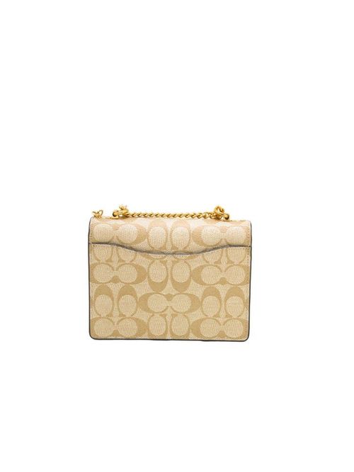 Coated Canvas Logo Print Crossbody Bag — Gold