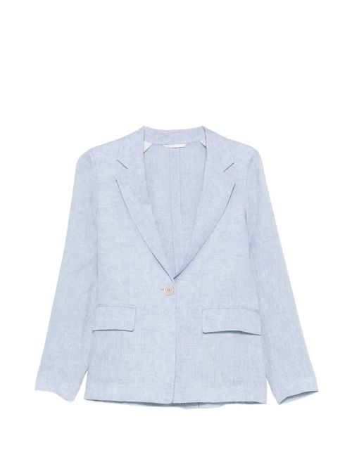 Linen Single-Breasted Blazer — light blue