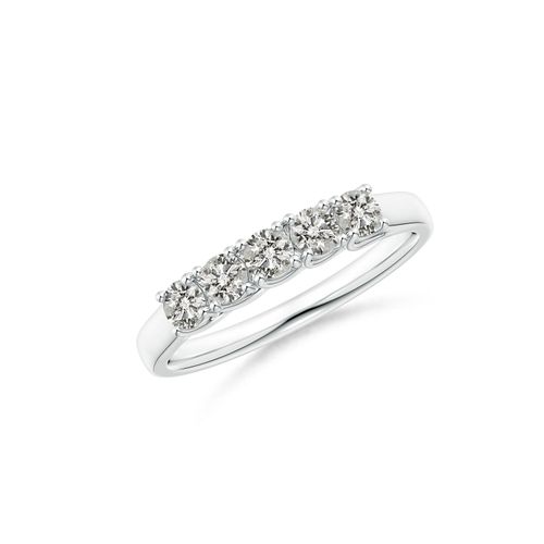 Angara 0.43 Carat Half Eternity Five Stone Diamond Wedding Band in 18K White Gold