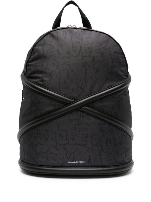 Crossover-straps logo-print backpack - Black