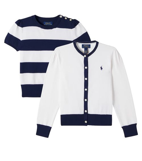 Knitted cotton top and cardigan set