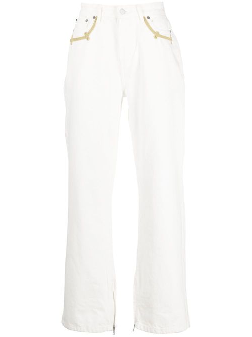 High-rise straight-leg trousers - White