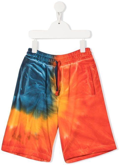 Tie dye-print cotton shorts - Orange